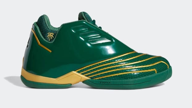Adidas released the sneakers worn by LeBron James in high school. The adidas T-Mac 2 'SVSM' colorway is on sale now.
